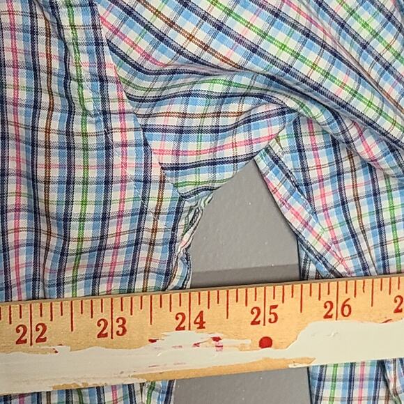 Peter Millar Men's Long Sleeve Button Up Shirt Size L Pink Blue Green Plaid - Picture 6 of 6